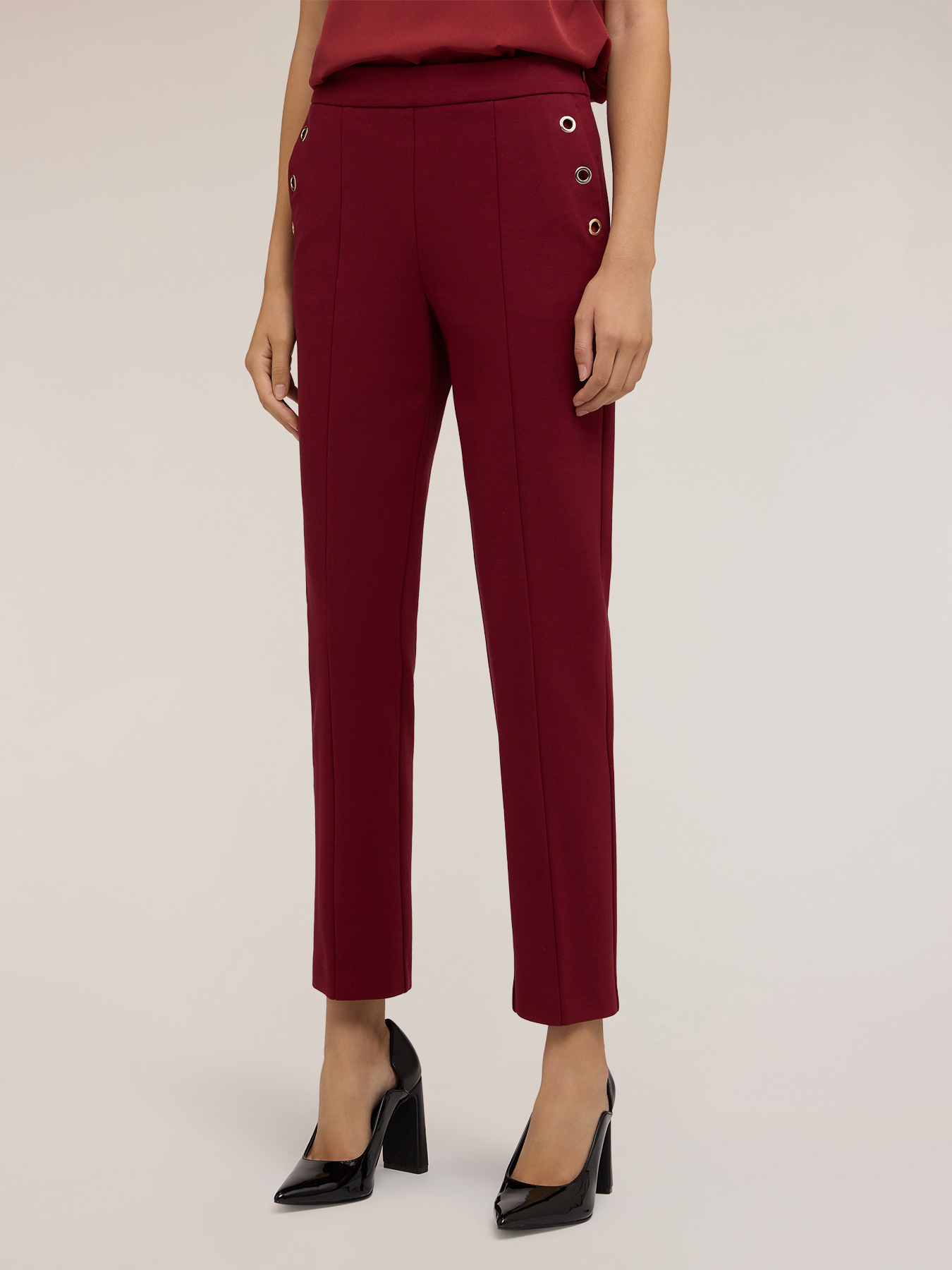 Pantaloni regular con motivo occhielli image number 2