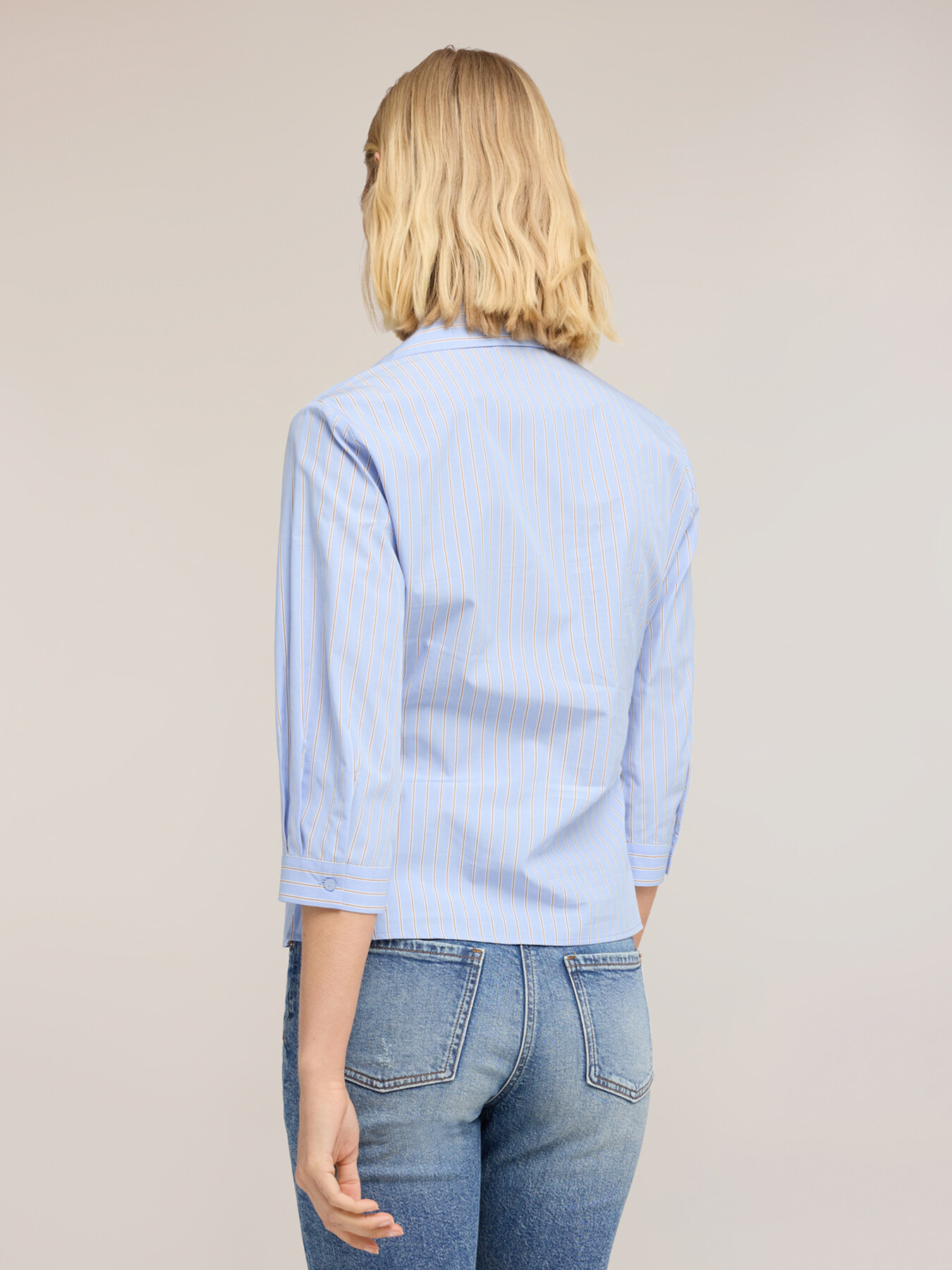 Camicia wrap in popeline a righe image number 1