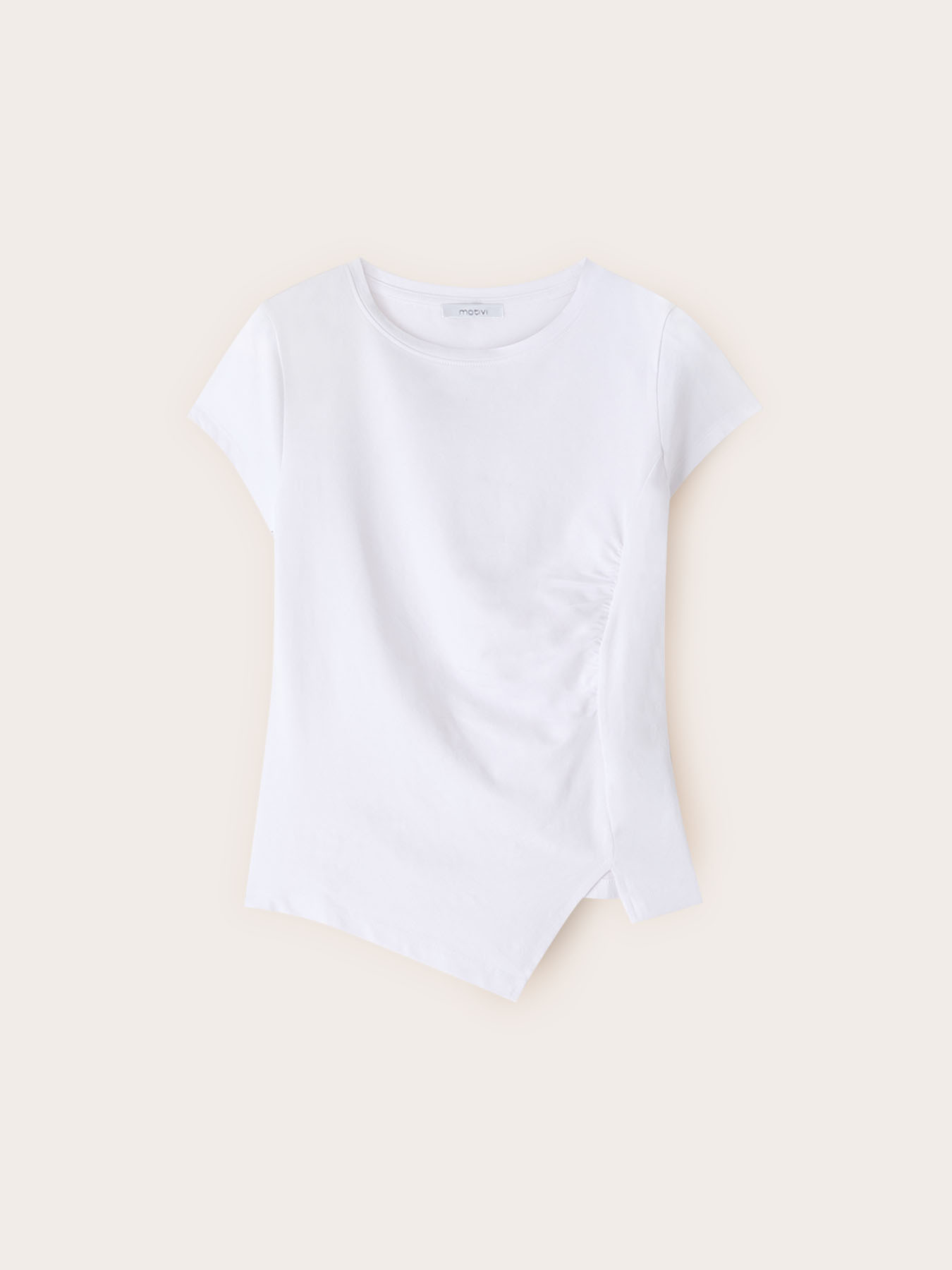 T-shirt con drappeggio laterale asimmetrico image number 4
