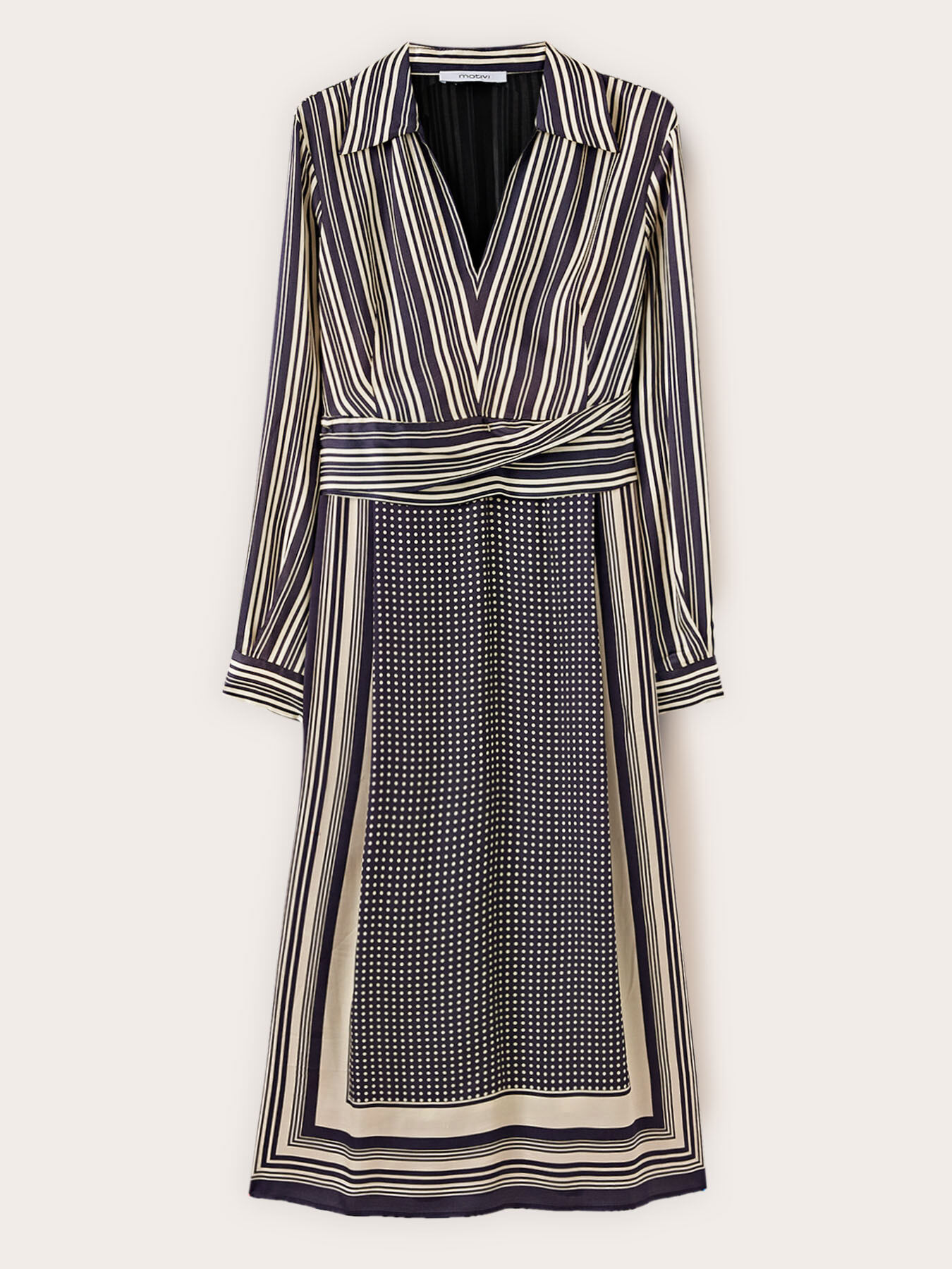 Vestito chemisier in raso fantasia foulard image number 4