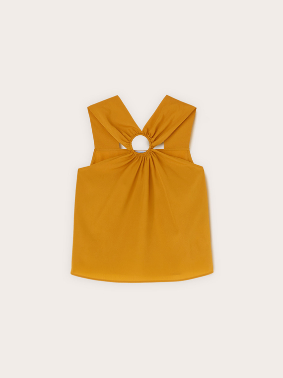Top in cr&ecirc;pe de chine con anello