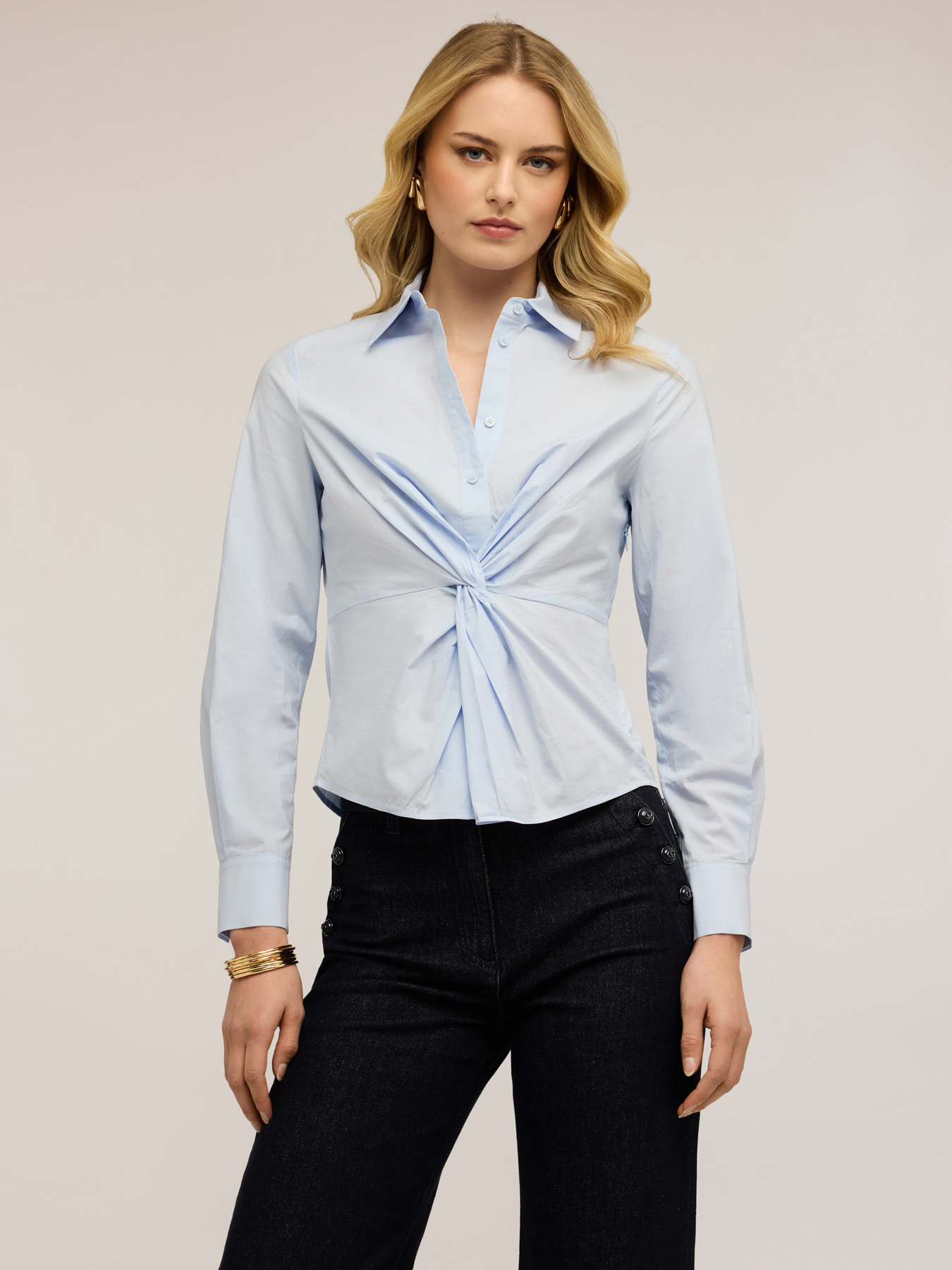 Camicia in popeline con nodo image number 2