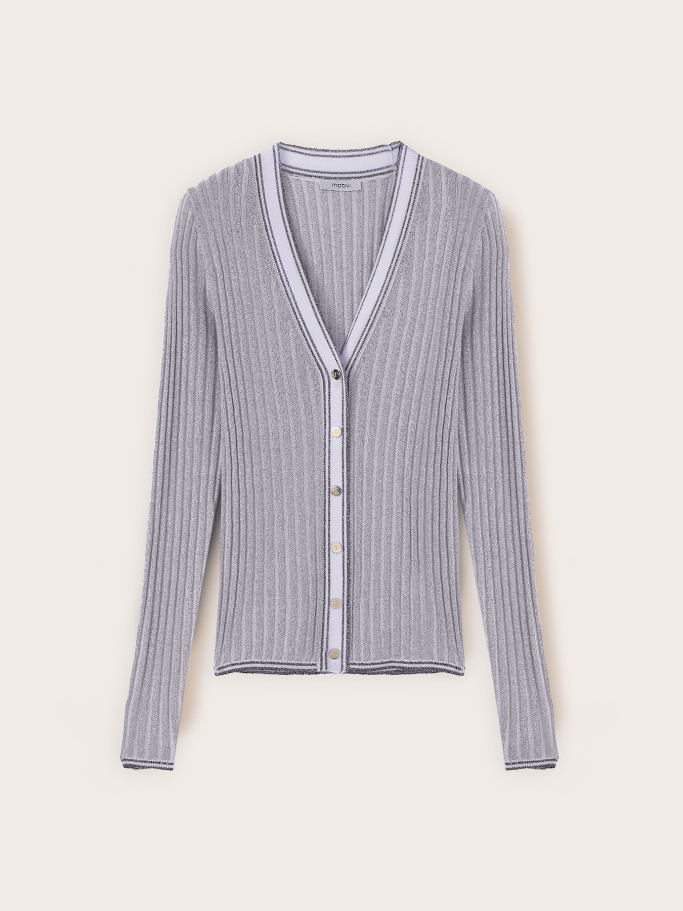 Cardigan in maglia a coste misto lurex image number 4