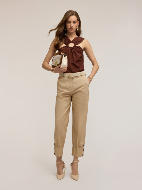Pantaloni con polso in popeline