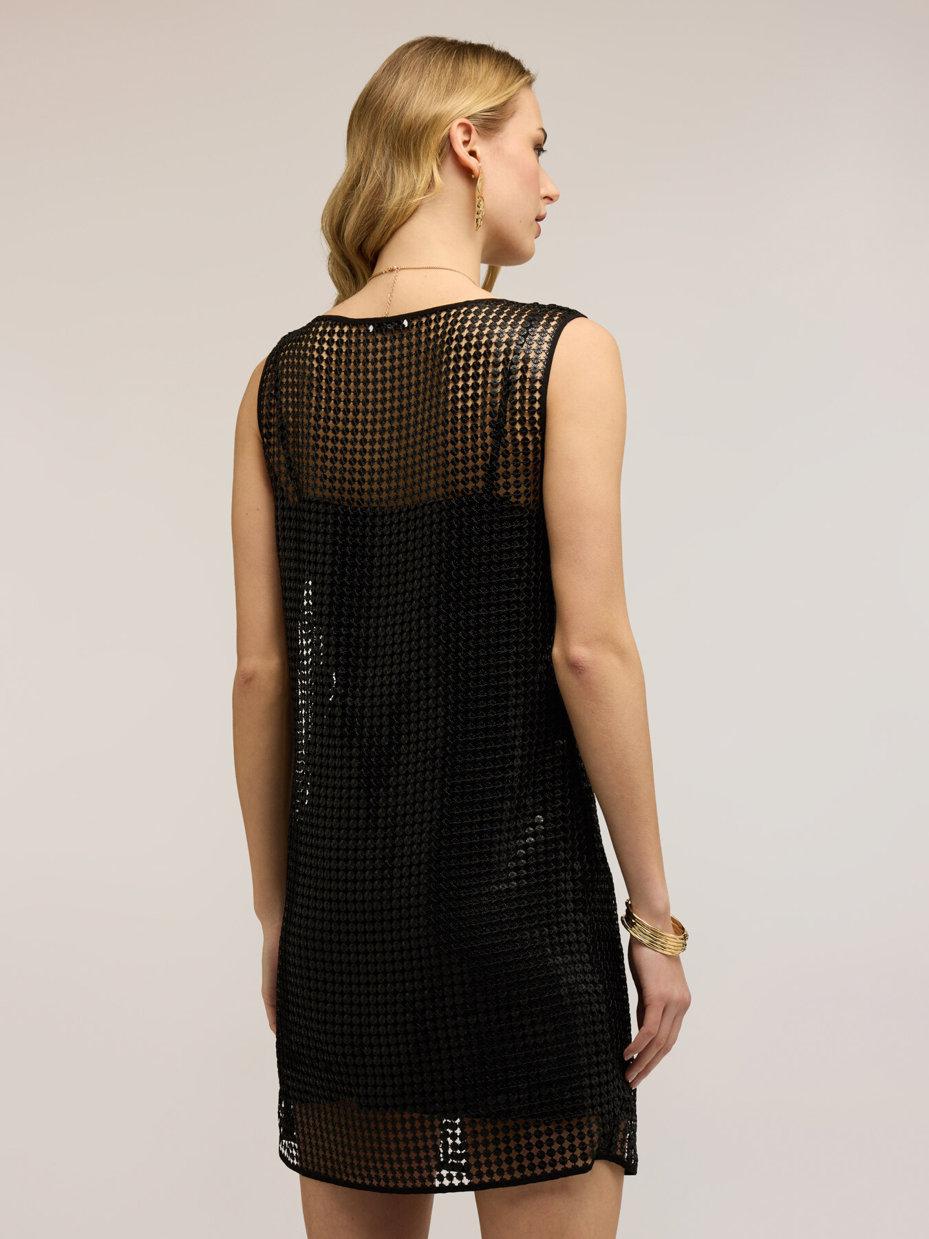 Vestito corto in rete con paillettes image number 1