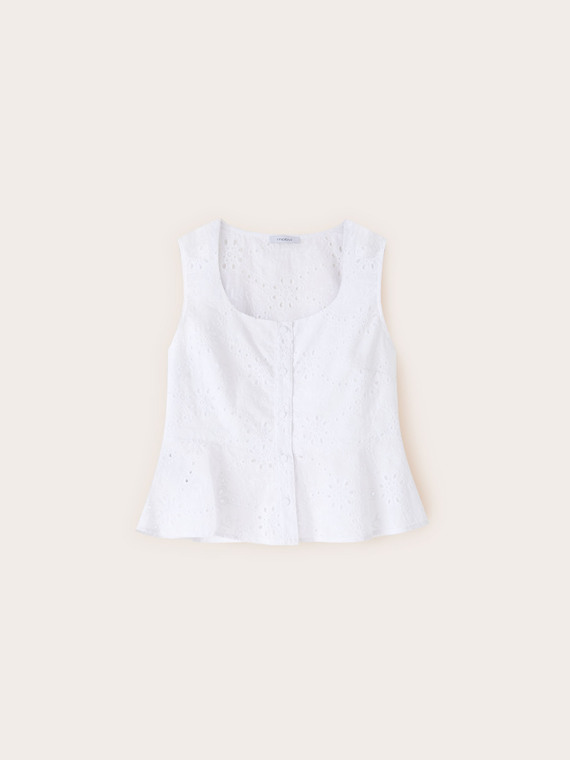 Top in sangallo con peplum