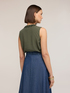 Top misto lyocell con bordi in maglia image number 2