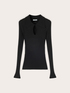 Maglia polo a coste in viscosa con cut-out image number 4