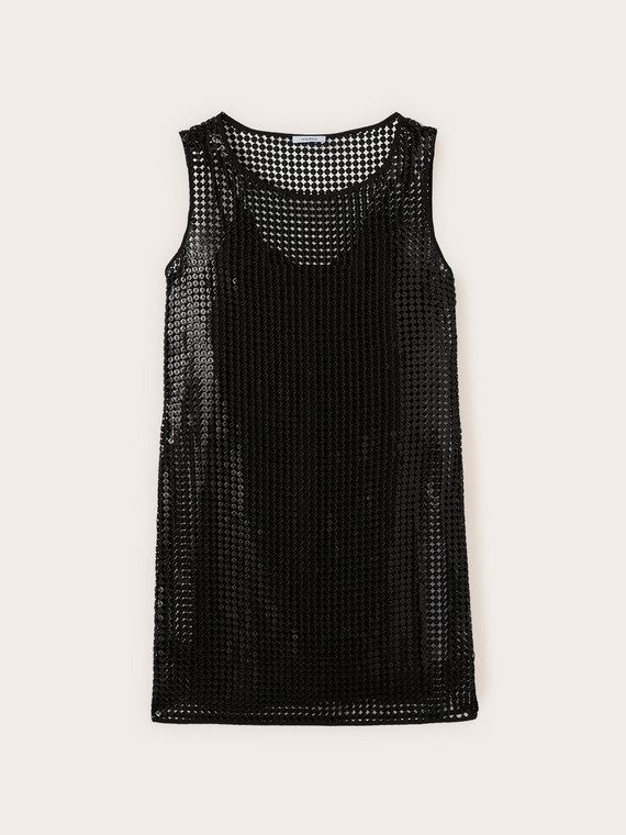 Vestito corto in rete con paillettes