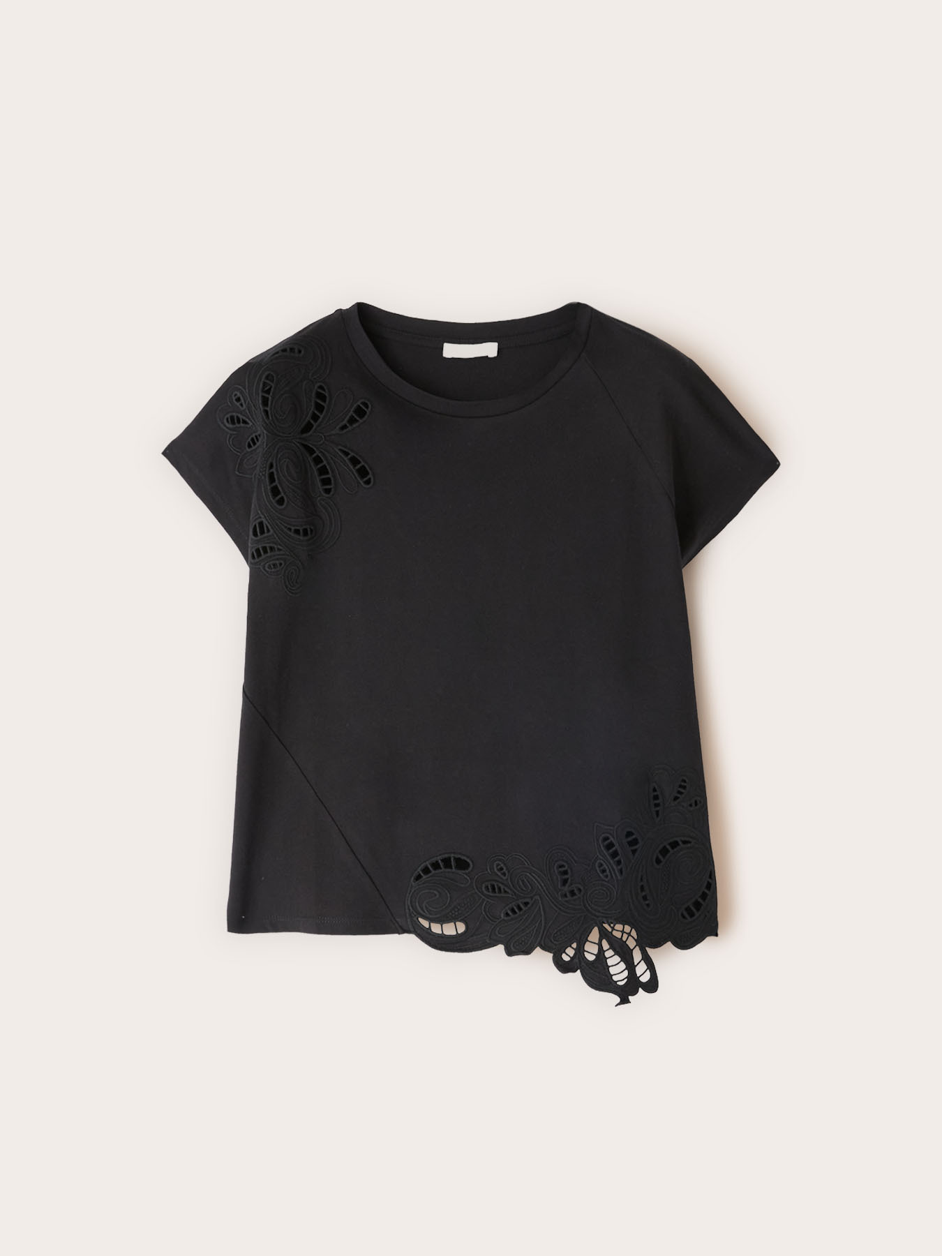 T-shirt in jersey con ricami sangallo image number 4
