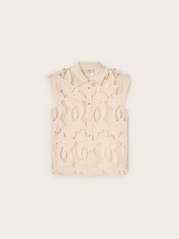 Camicia senza maniche in sangallo