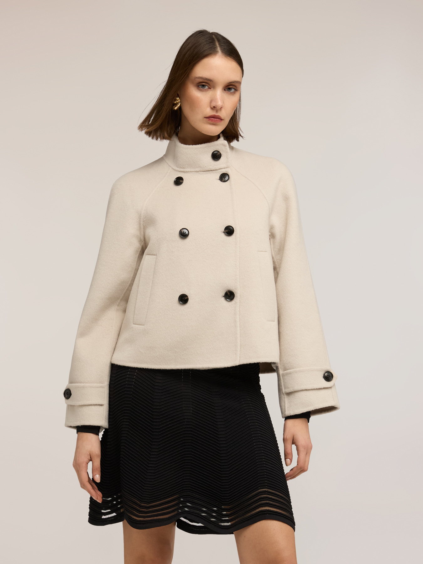 Cappotto caban in double misto lana image number 0