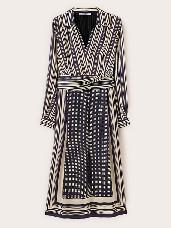 Vestito chemisier in raso fantasia foulard