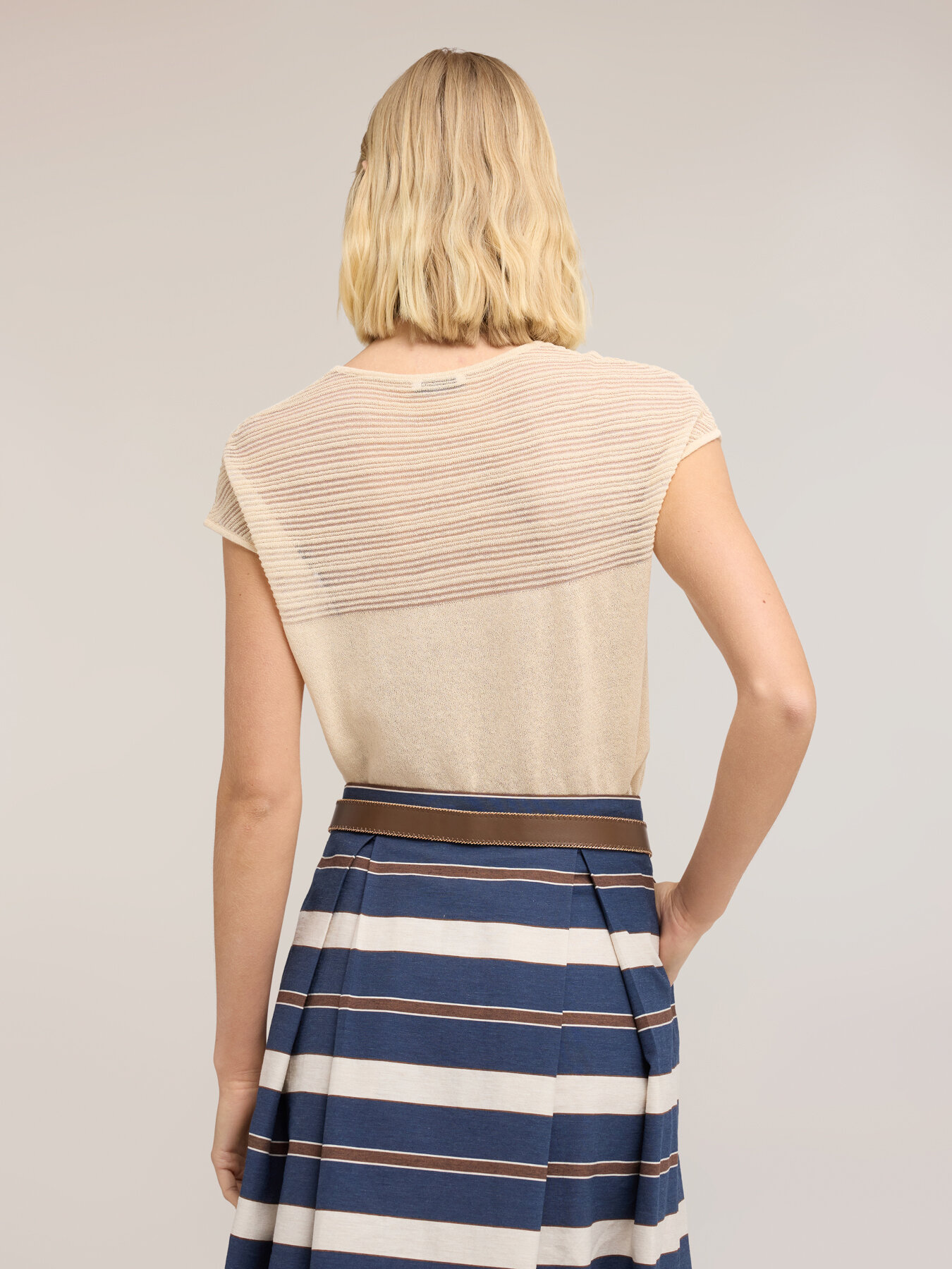 Maglia a righe in misto lino image number 2