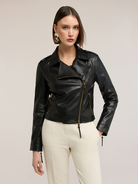 Chiodo con zip dorate