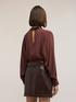 Blusa fluida con colletto ricamato image number 1
