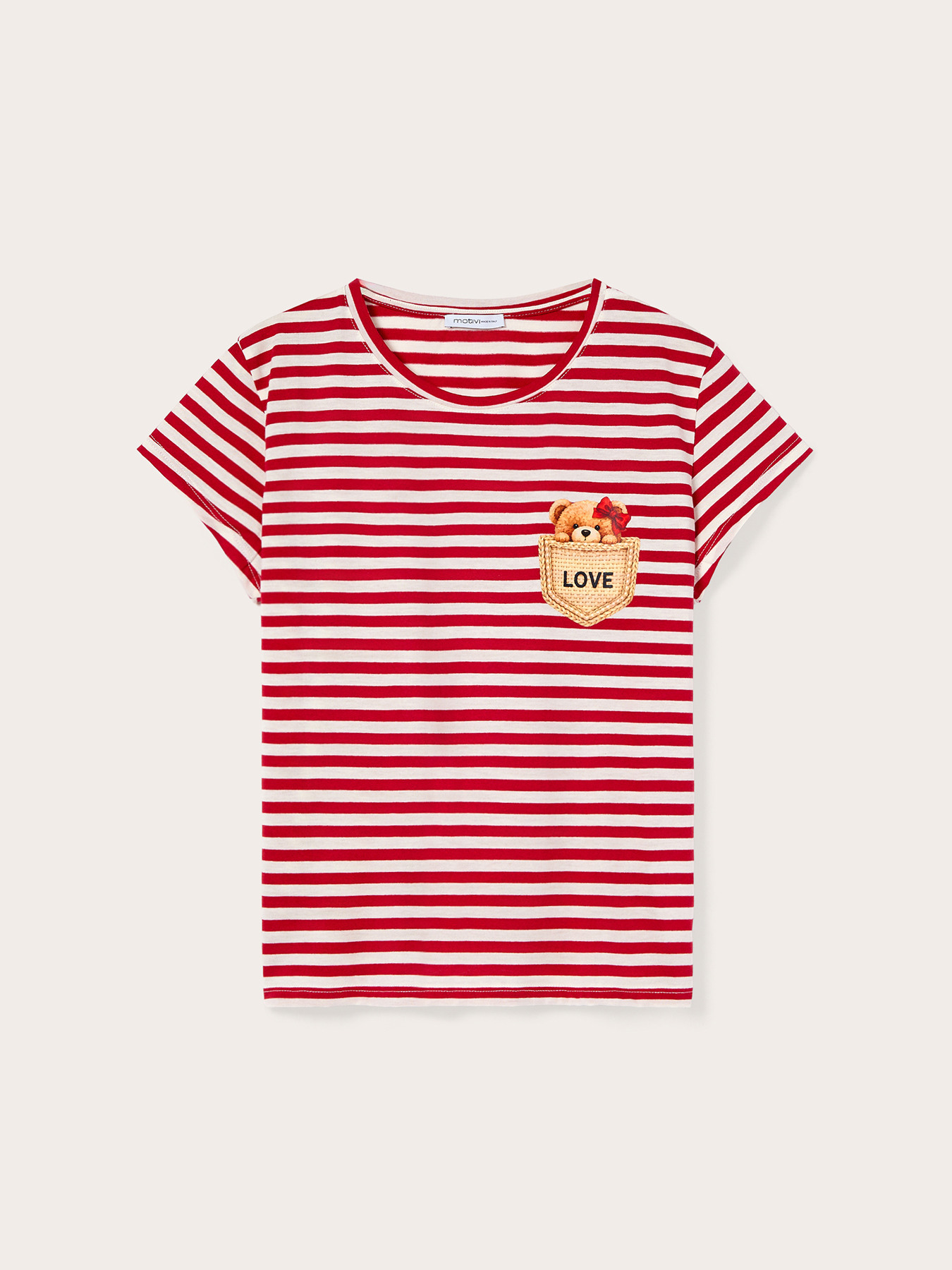 T-shirt a righe con applicazione orsetto image number 4