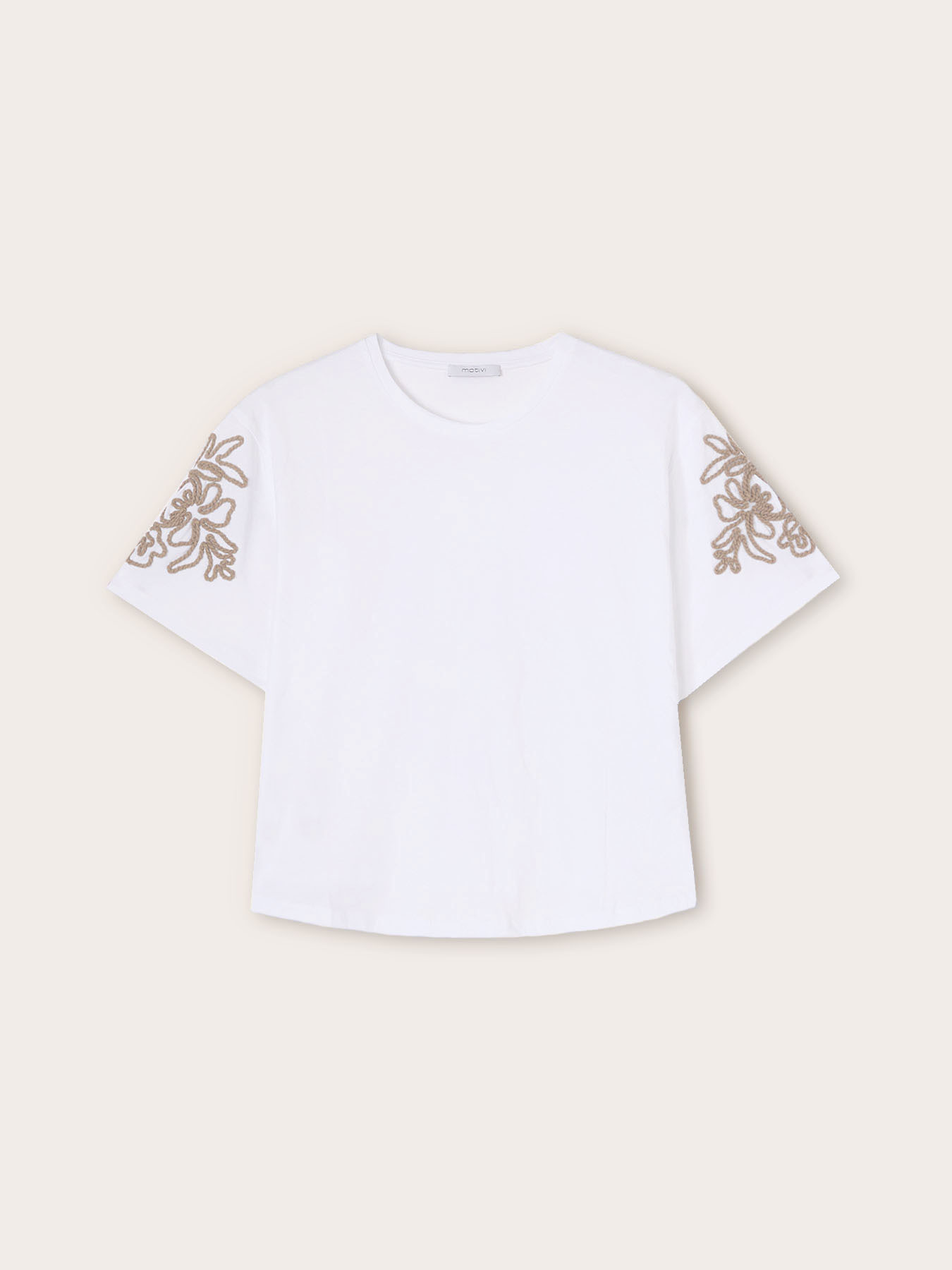 T-shirt in jersey con ricami floreali image number 4