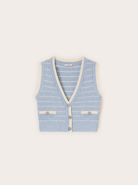Gilet cropped in maglia lavorata