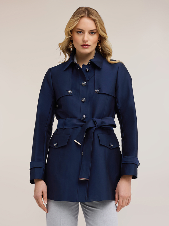 Trench in misto cotone con cintura