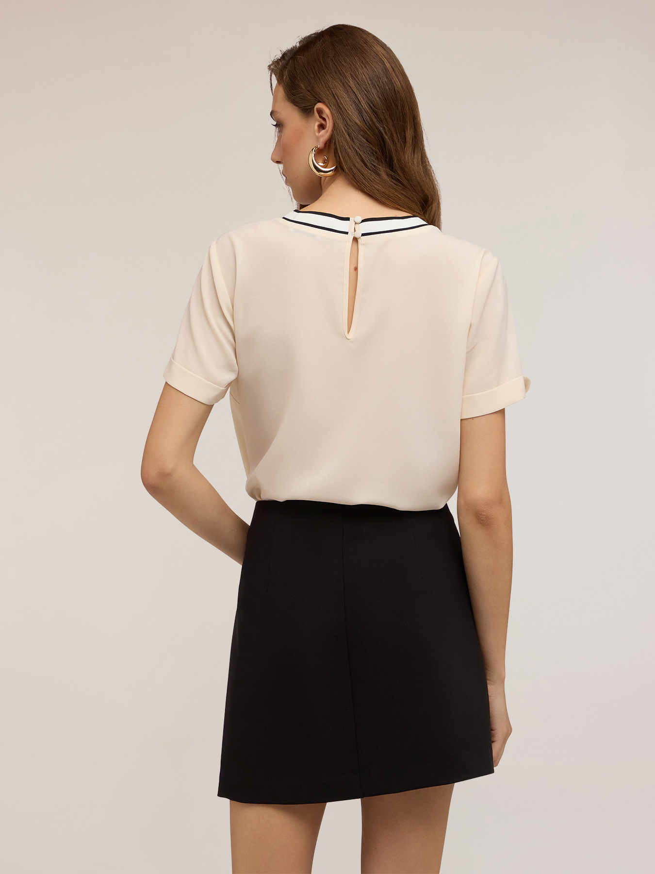 Blusa con bordo in maglia image number 1