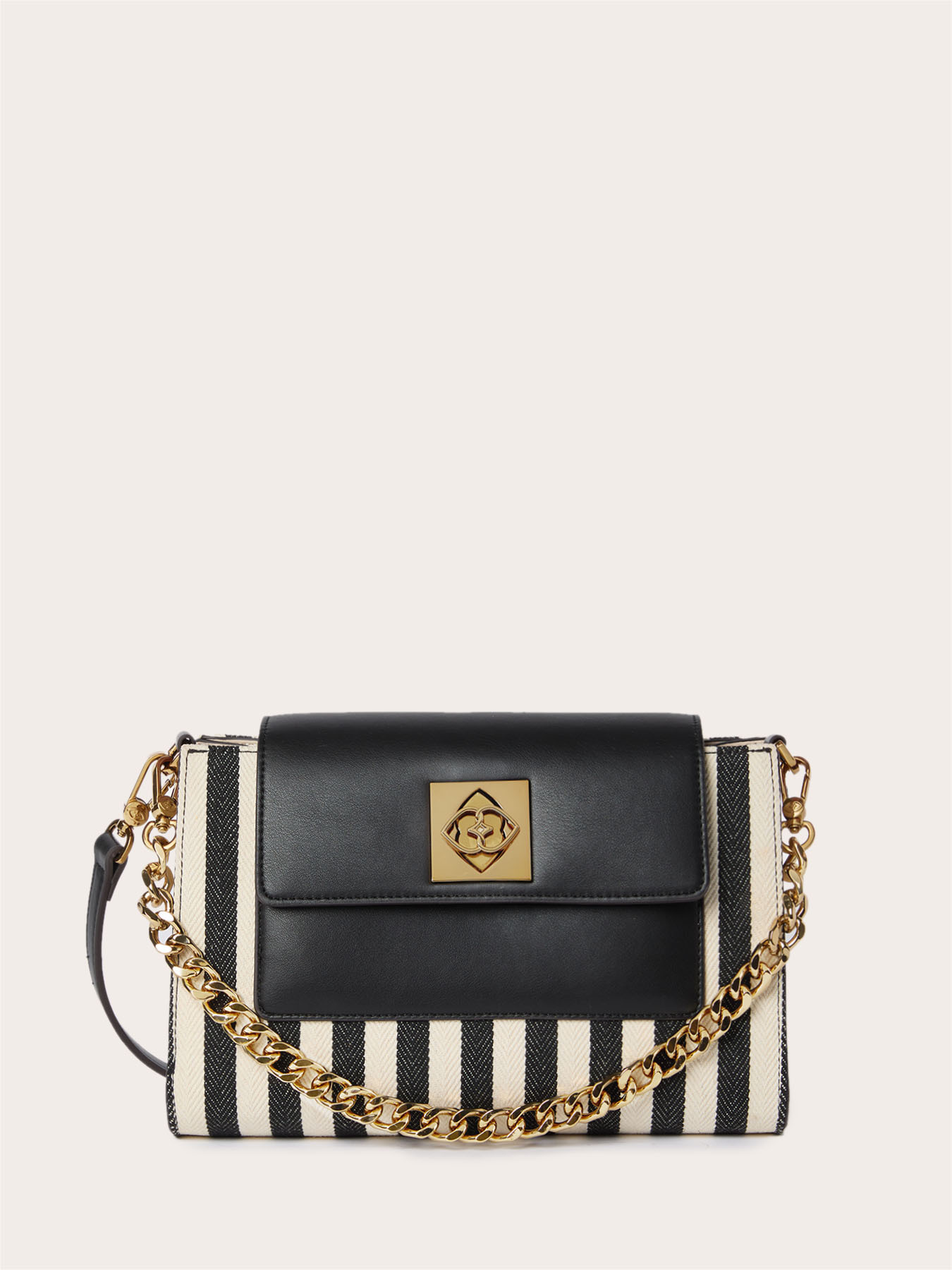 Borsa a tracolla con righe e catena image number 1