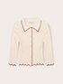 Cardigan in maglia fine con profili ricamati image number 4