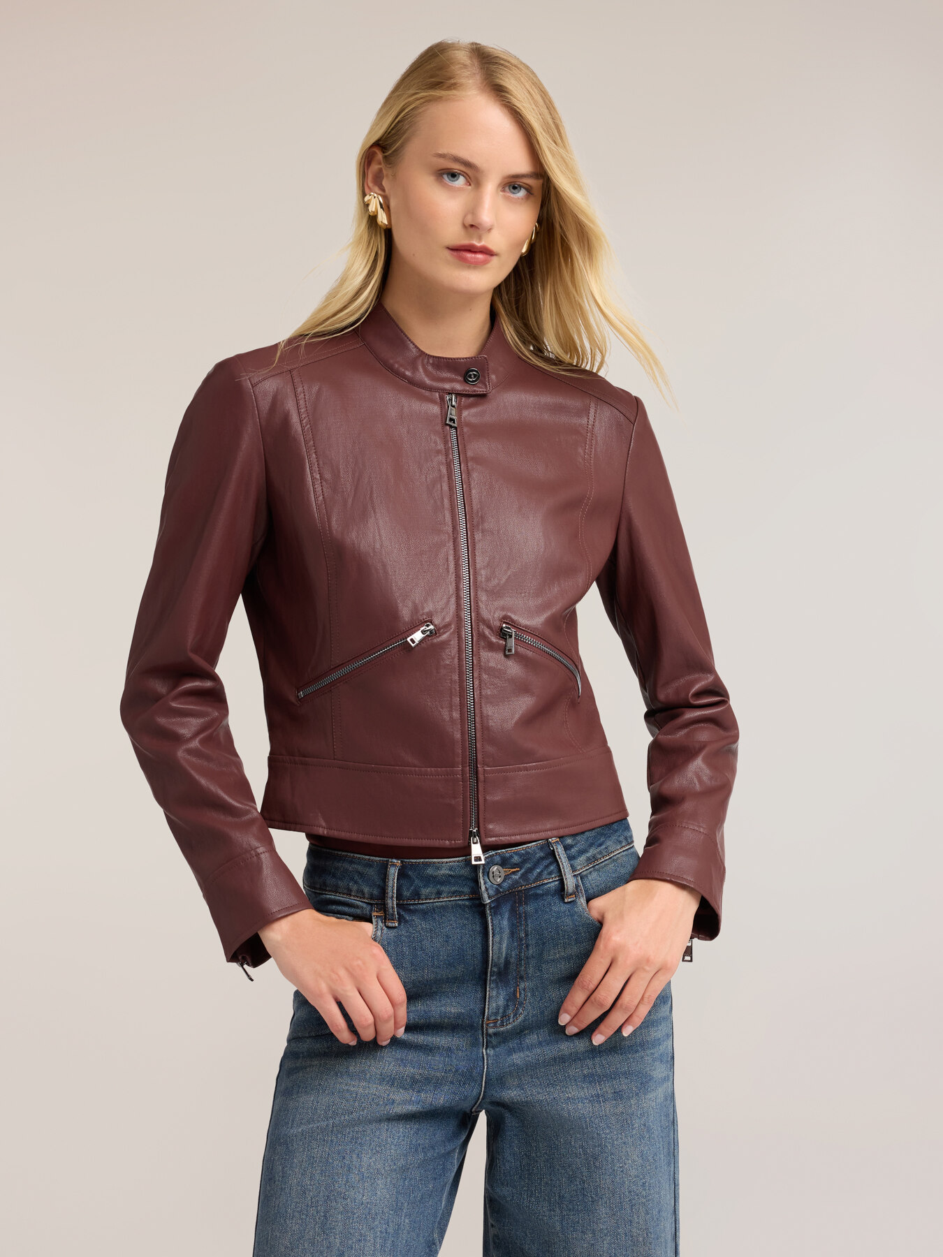 Giacca biker con collo alla coreana image number 0