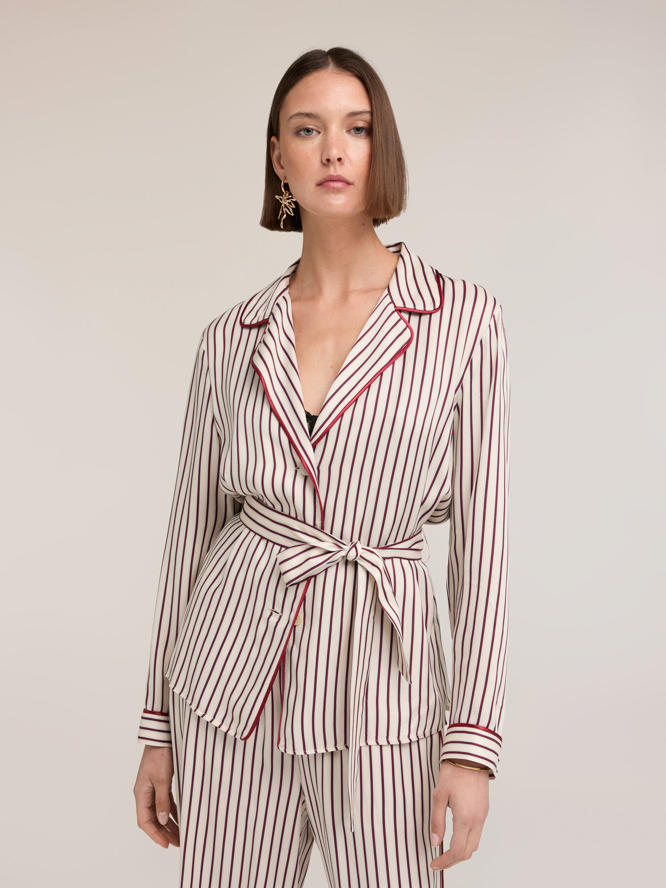 Camicia a righe in twill di viscosa image number 3