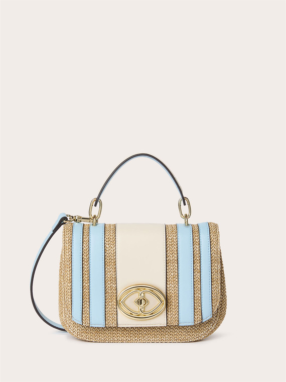 Borsa a tracolla in rafia e righe