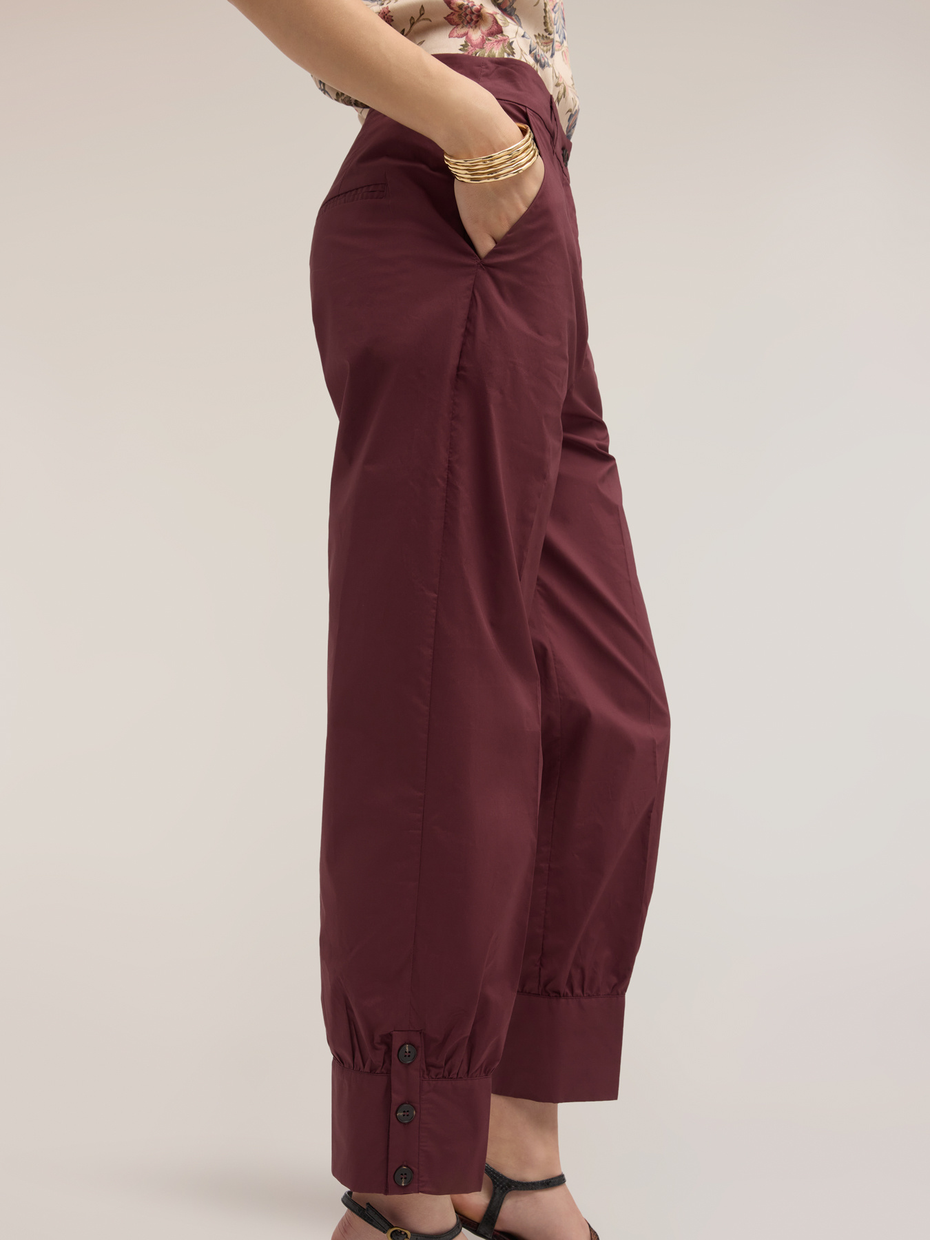 Pantaloni con polso in popeline image number 3