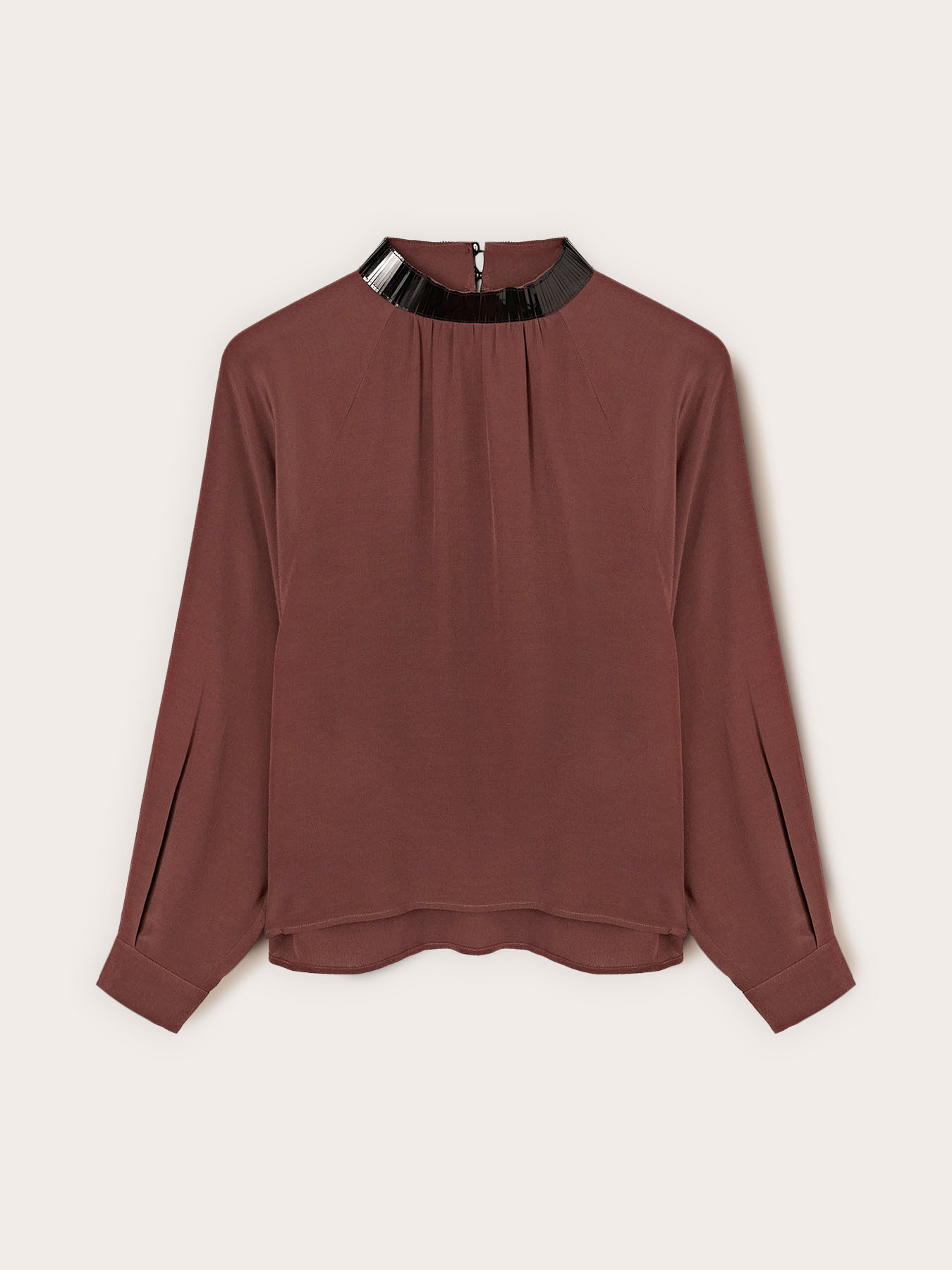 Blusa fluida con colletto ricamato image number 4
