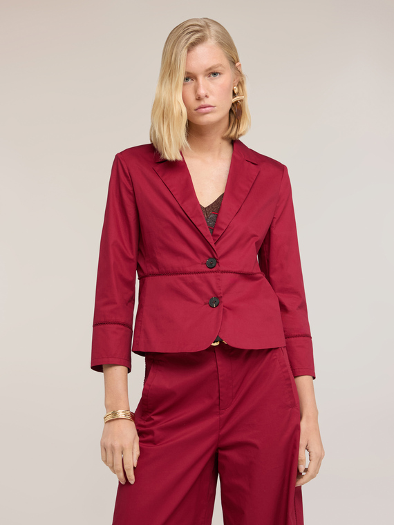 Blazer in twill di cotone con ajour&eacute;
