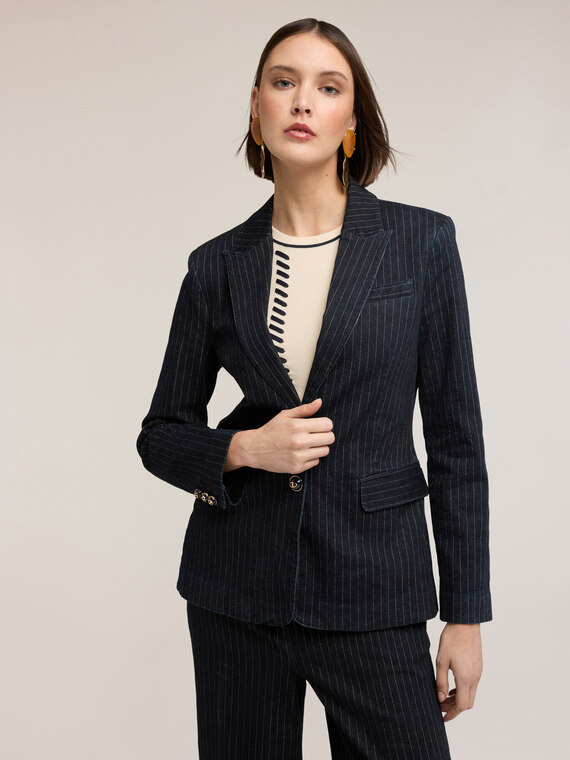 Giacca strutturata in denim gessato
