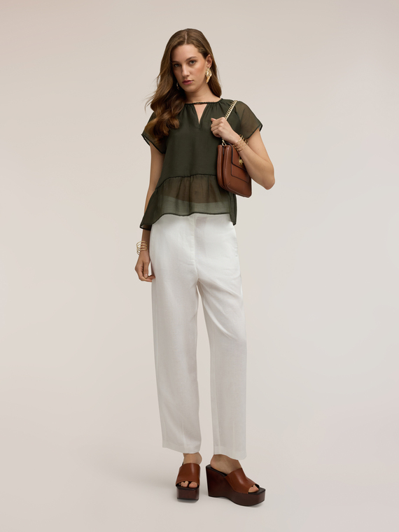Blusa in mussola con lacci intrecciati