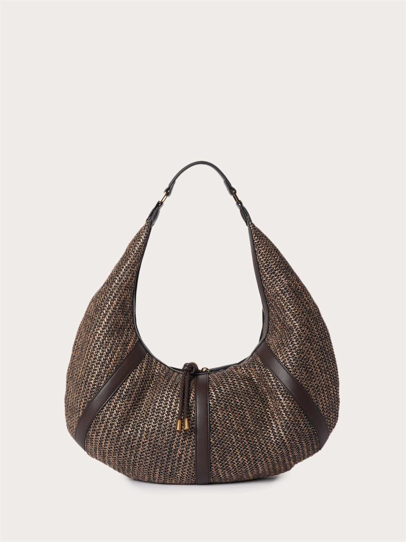Borsa a tracolla hobo intrecciata con nappine image number 1