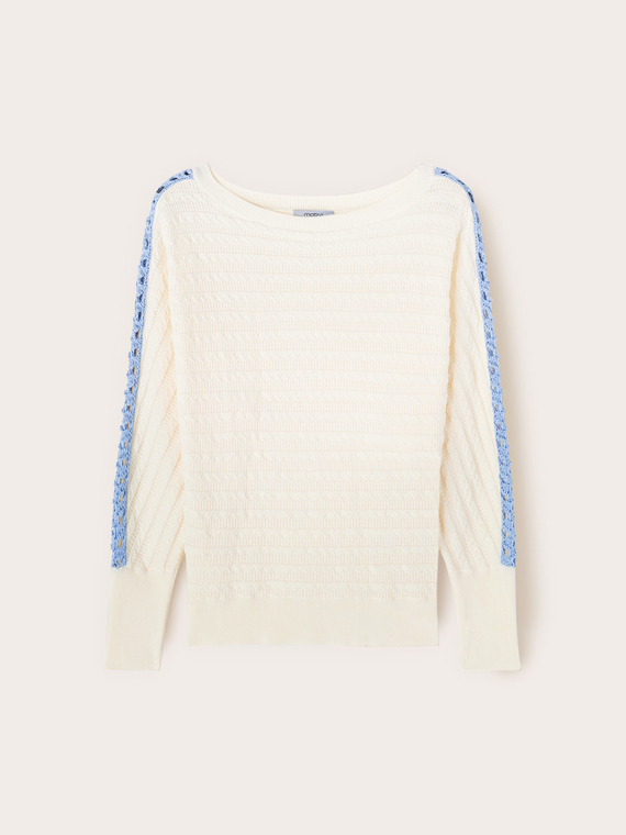 Maglia over con inserti traforati sulle maniche