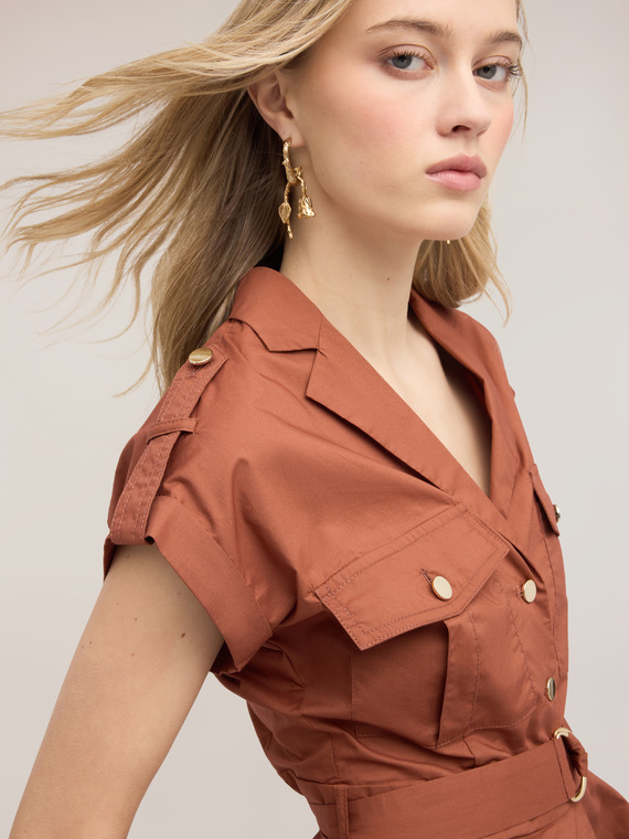 Camicia in popeline con tasche