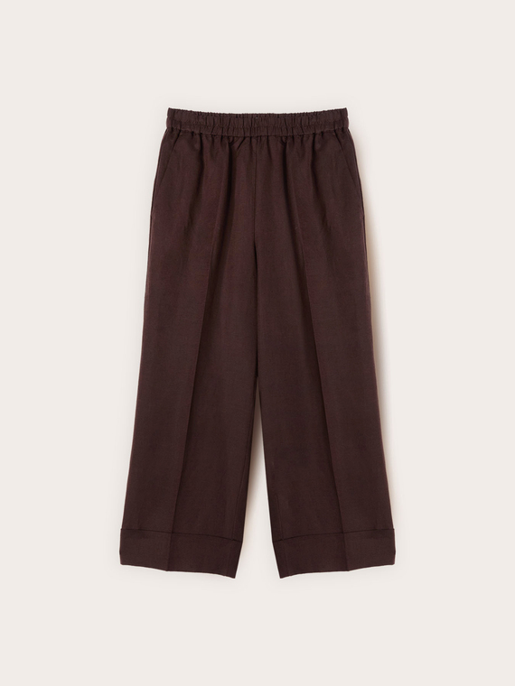 Pantaloni cropped in misto lino