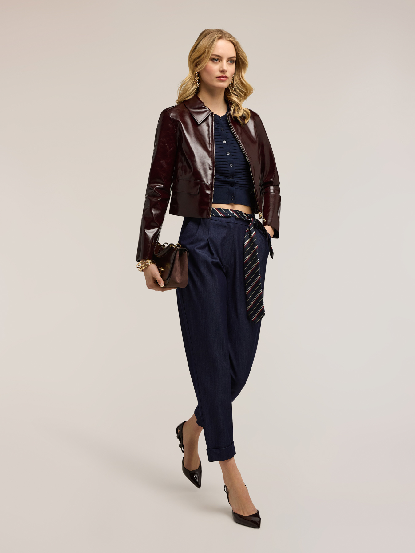 Pantaloni carota in chambray image number 3