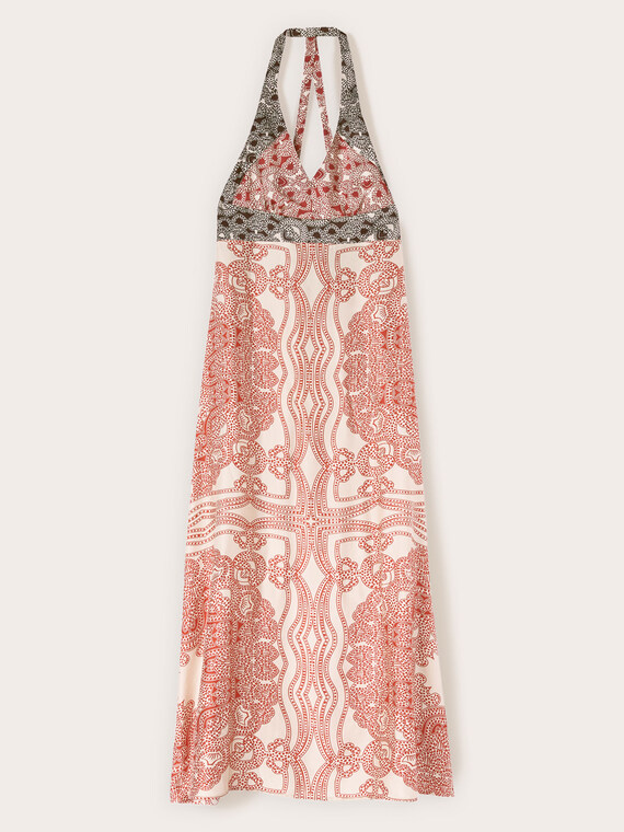 Vestito lungo in raso stampa paisley