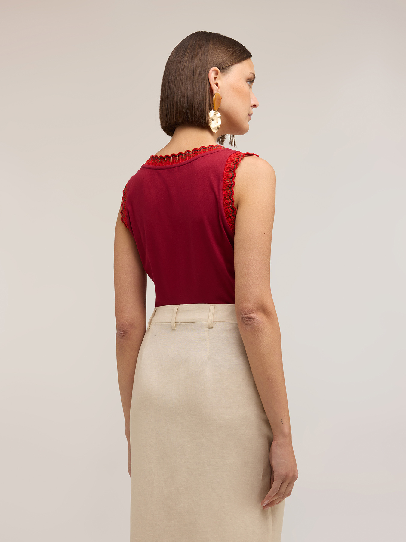Top in jersey con bordo in maglia image number 1
