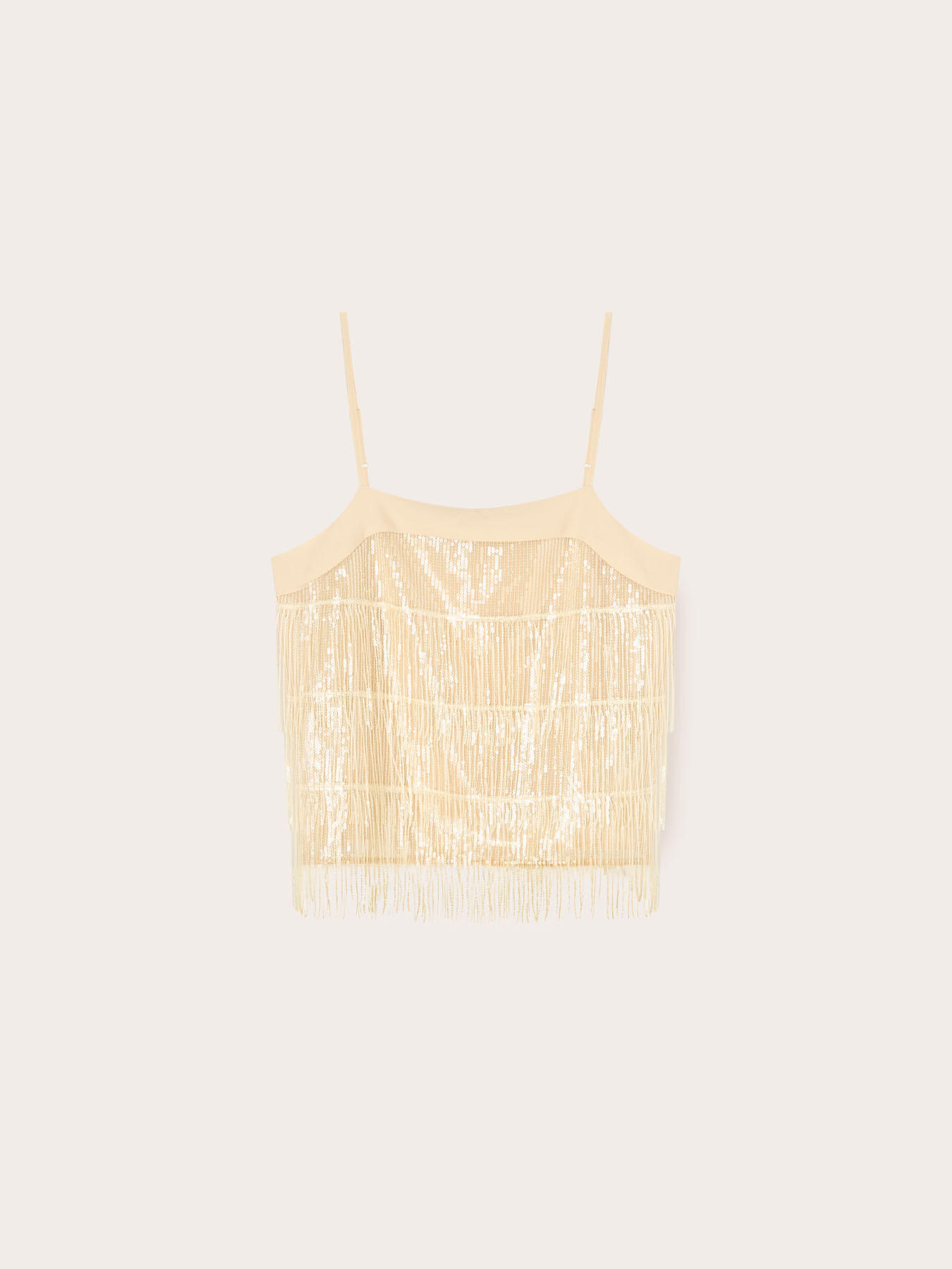 Top in tulle con frange image number 4