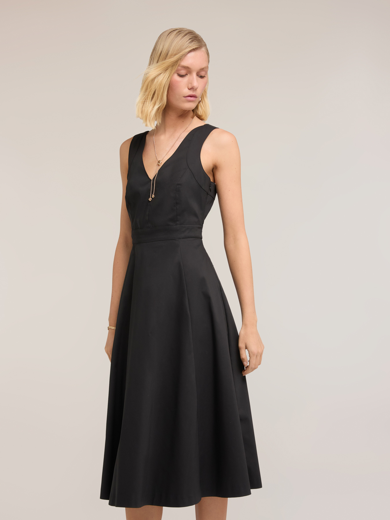 Vestito flare in cotone tecnico image number 0