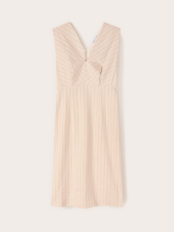Vestito a tubino a righe in misto lino