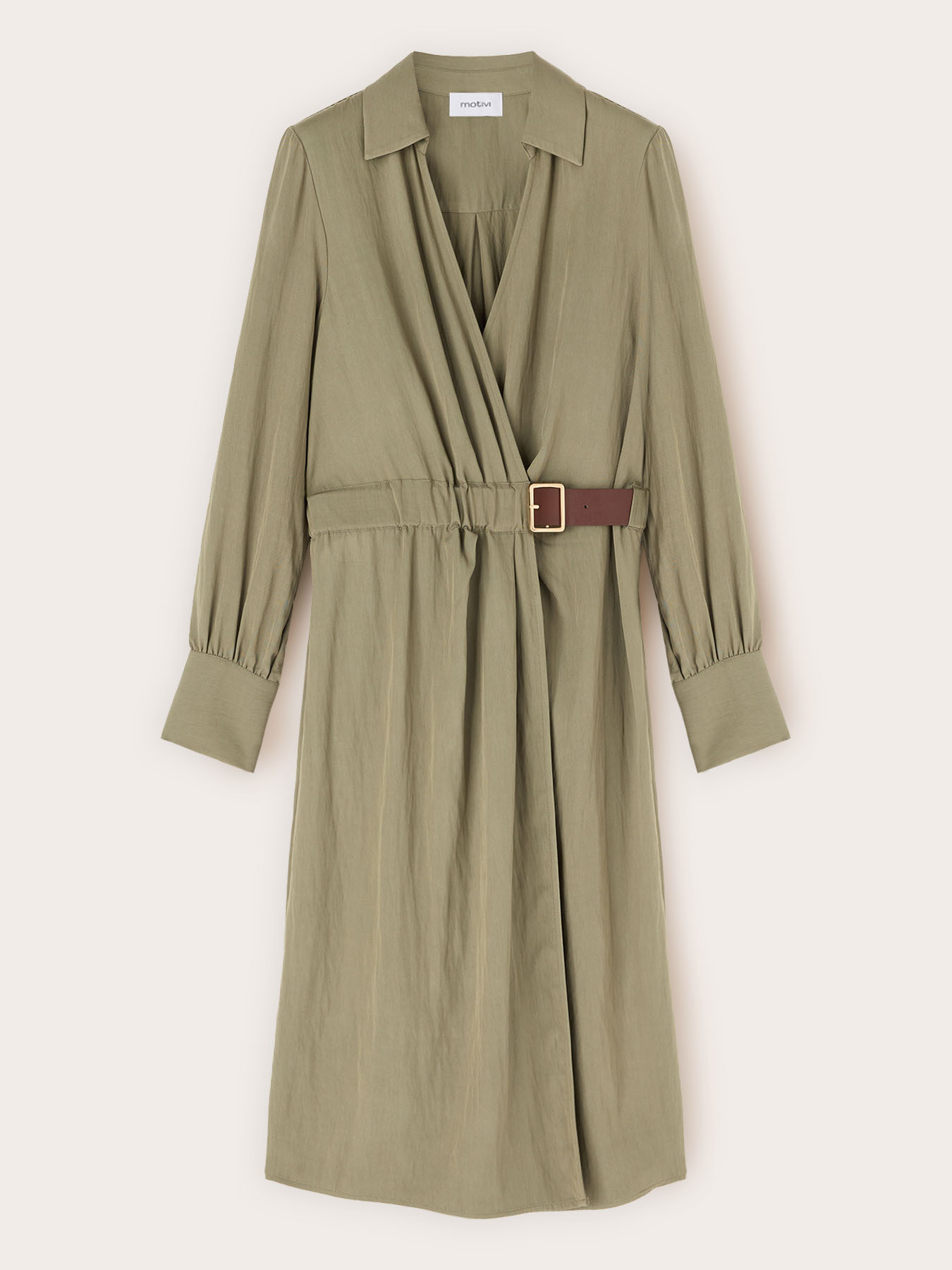 Vestito chemisier in twill drappeggiato image number 4