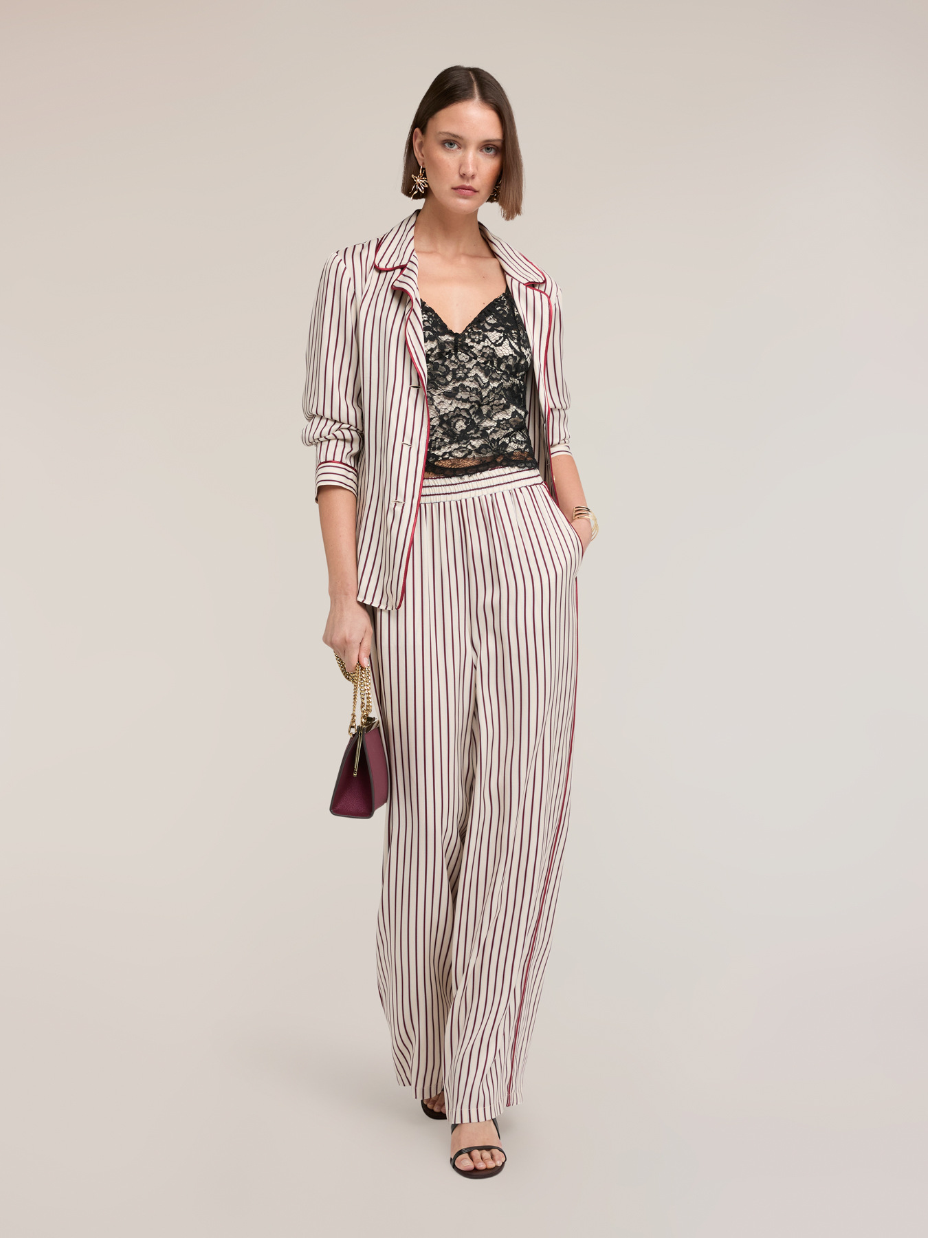 Camicia a righe in twill di viscosa image number 0