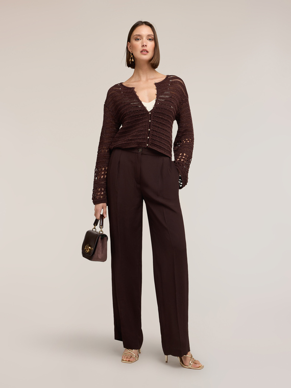 Cardigan in maglia traforata misto lurex