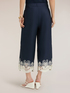 Pantaloni cropped in popeline con pizzo image number 1