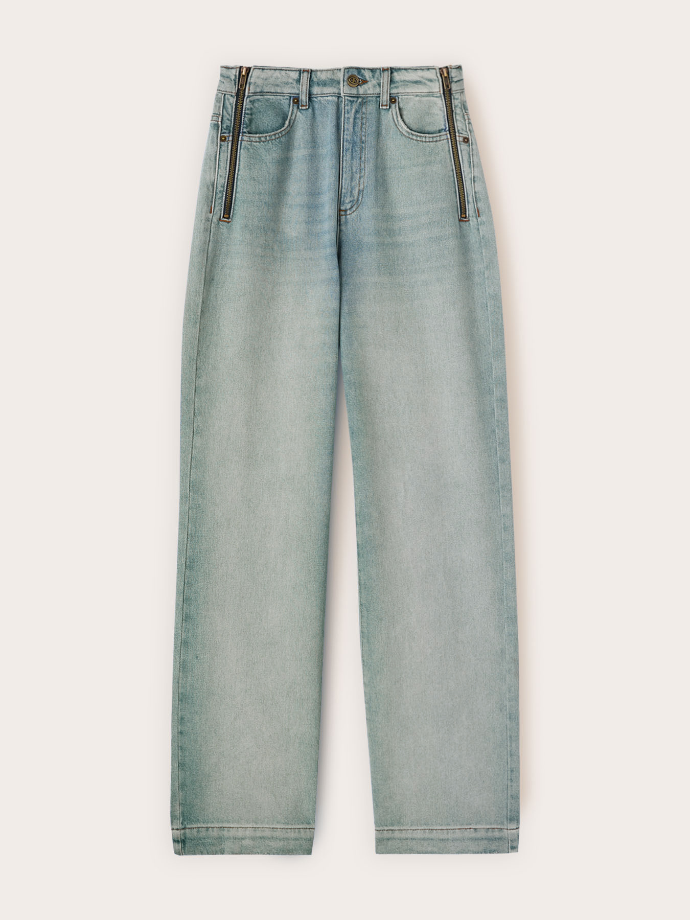 Jeans palazzo wide leg con zip laterali image number 4